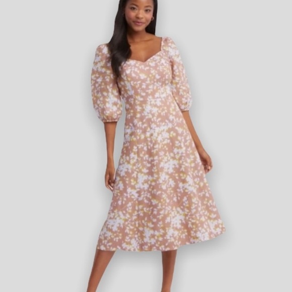 Draper James Dresses & Skirts - Draper James June Dress Shadow Floral Linen White Tan Yellow XS or 0